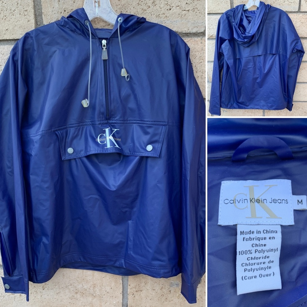 Vintage CK Calvin Klein Jeans pullover rain jacket logo spellout size M